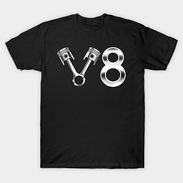 V8 Cylinder Engine Design for Muscle Car Fans T-Shirt by c1337s